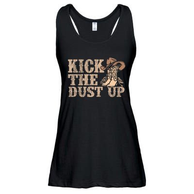 Kick The Dust Up Country Music Western Dancer Cowgirl Ladies Essential Flowy Tank