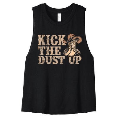 Kick The Dust Up Country Music Western Dancer Cowgirl Women's Racerback Cropped Tank