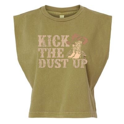 Kick The Dust Up Country Music Western Dancer Cowgirl Garment-Dyed Women's Muscle Tee