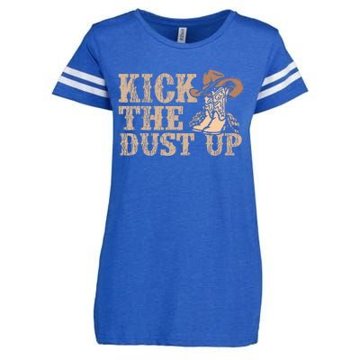 Kick The Dust Up Country Music Western Dancer Cowgirl Enza Ladies Jersey Football T-Shirt