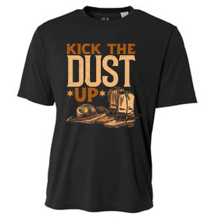 Kick The Dust Up Vintage Cowboys Western Line Dancing Cooling Performance Crew T-Shirt