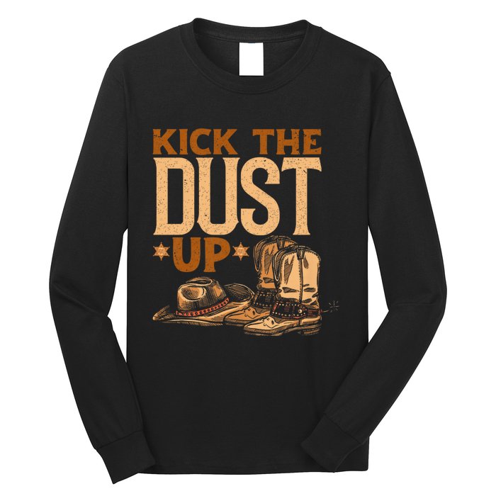 Kick The Dust Up Vintage Cowboys Western Line Dancing Long Sleeve Shirt