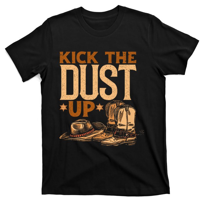 Kick The Dust Up Vintage Cowboys Western Line Dancing T-Shirt