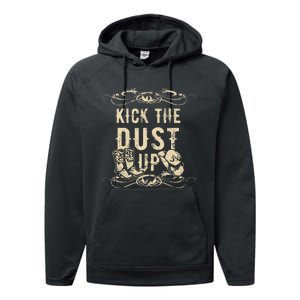 Kick The Dust Up Cowboy Cowgirl Western Performance Fleece Hoodie