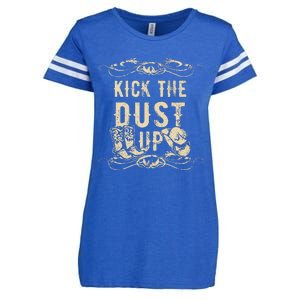 Kick The Dust Up Cowboy Cowgirl Western Enza Ladies Jersey Football T-Shirt