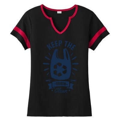 Keep The Earth Clean Ladies Halftime Notch Neck Tee