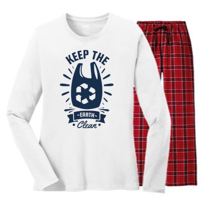 Keep The Earth Clean Women's Long Sleeve Flannel Pajama Set 