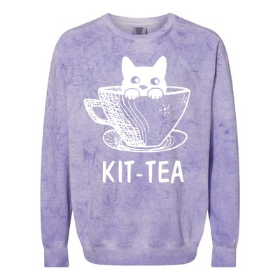 Kit Tea Funny Cat Lover Colorblast Crewneck Sweatshirt