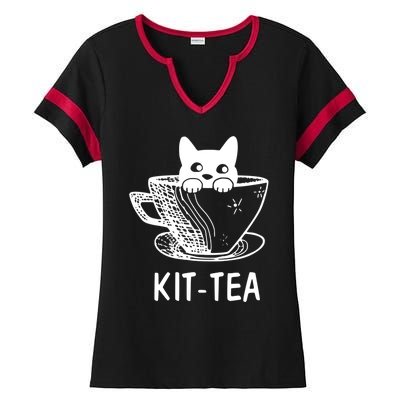 Kit Tea Funny Cat Lover Ladies Halftime Notch Neck Tee