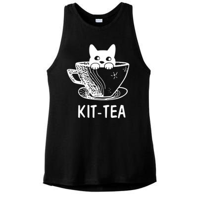 Kit Tea Funny Cat Lover Ladies PosiCharge Tri-Blend Wicking Tank