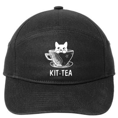 Kit Tea Funny Cat Lover 7-Panel Snapback Hat