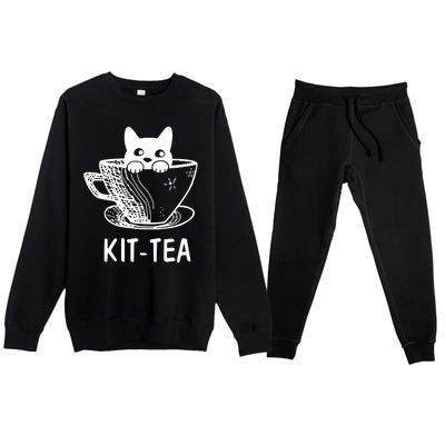 Kit Tea Funny Cat Lover Premium Crewneck Sweatsuit Set