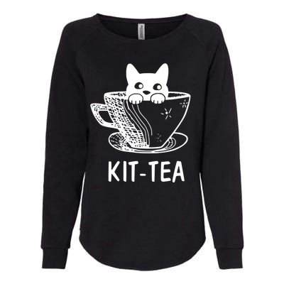 Kit Tea Funny Cat Lover Womens California Wash Sweatshirt