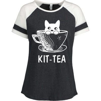 Kit Tea Funny Cat Lover Enza Ladies Jersey Colorblock Tee