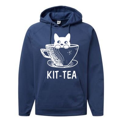 Kit Tea Funny Cat Lover Performance Fleece Hoodie