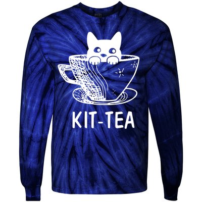 Kit Tea Funny Cat Lover Tie-Dye Long Sleeve Shirt