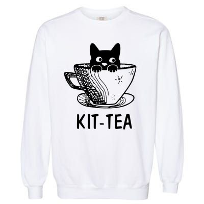 Kit Tea Funny Cat Lover Garment-Dyed Sweatshirt