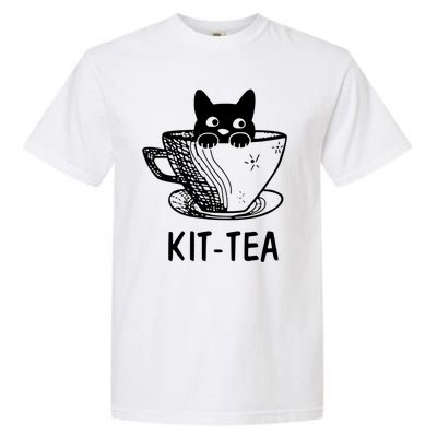 Kit Tea Funny Cat Lover Garment-Dyed Heavyweight T-Shirt