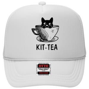 Kit Tea Funny Cat Lover High Crown Mesh Back Trucker Hat