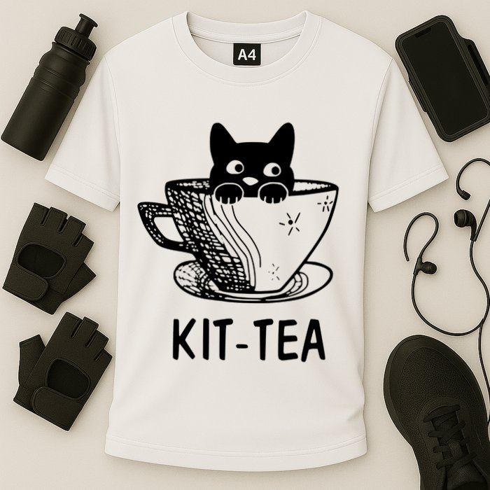 Kit Tea Funny Cat Lover Cooling Performance Crew T-Shirt