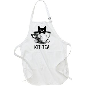 Kit Tea Funny Cat Lover Full-Length Apron With Pockets