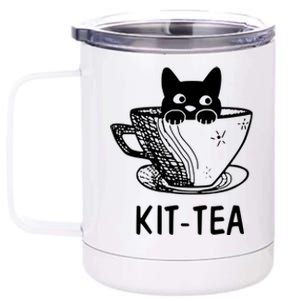 Kit Tea Funny Cat Lover 12 oz Stainless Steel Tumbler Cup