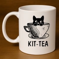 Kit Tea Funny Cat Lover 11oz C Handle Ceramic Mug