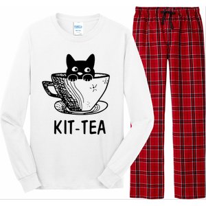 Kit Tea Funny Cat Lover Long Sleeve Pajama Set