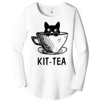 Kit Tea Funny Cat Lover Women's Perfect Tri Tunic Long Sleeve Shirt