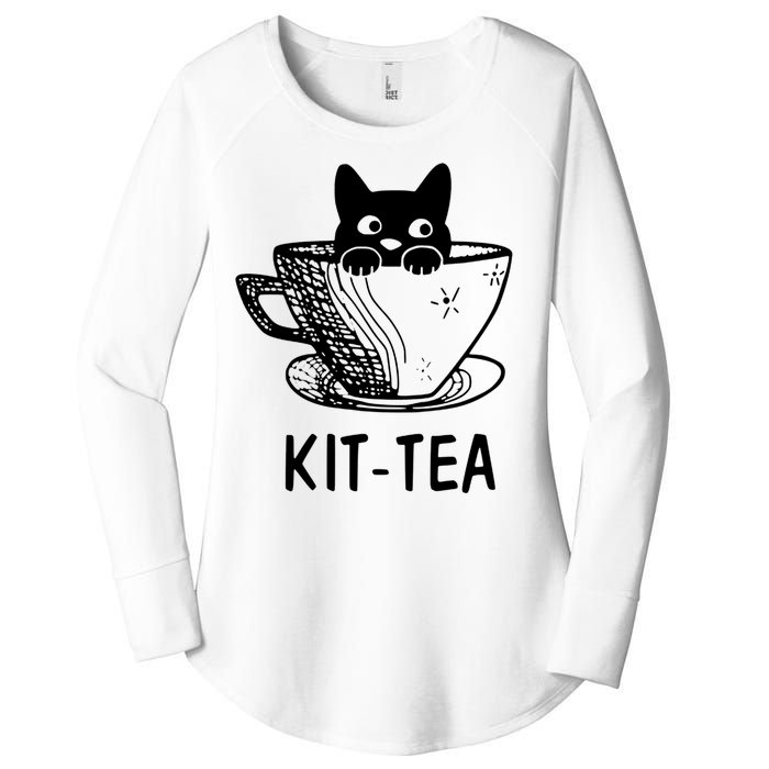 Kit Tea Funny Cat Lover Women's Perfect Tri Tunic Long Sleeve Shirt