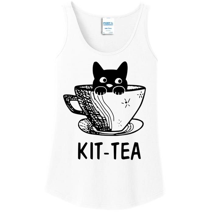 Kit Tea Funny Cat Lover Ladies Essential Tank