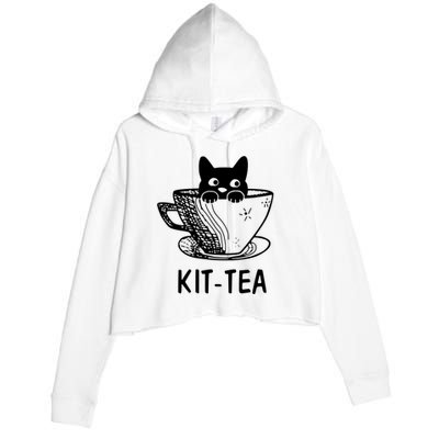 Kit Tea Funny Cat Lover Crop Fleece Hoodie