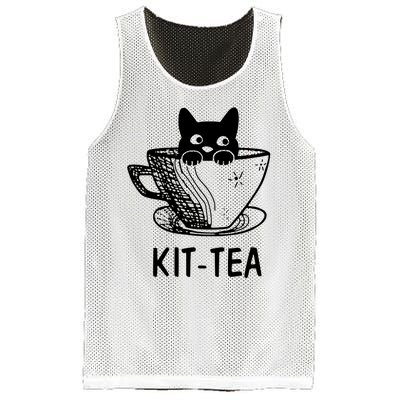 Kit Tea Funny Cat Lover Mesh Reversible Basketball Jersey Tank