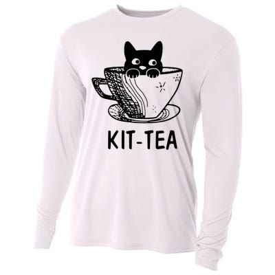 Kit Tea Funny Cat Lover Cooling Performance Long Sleeve Crew