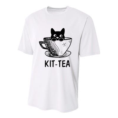 Kit Tea Funny Cat Lover Youth Performance Sprint T-Shirt