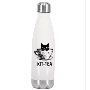 Kit Tea Funny Cat Lover Stainless Steel Insulated Water Bottle