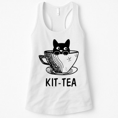 Kit Tea Funny Cat Lover Womens Tank Top