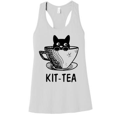 Kit Tea Funny Cat Lover Women's Racerback Tank