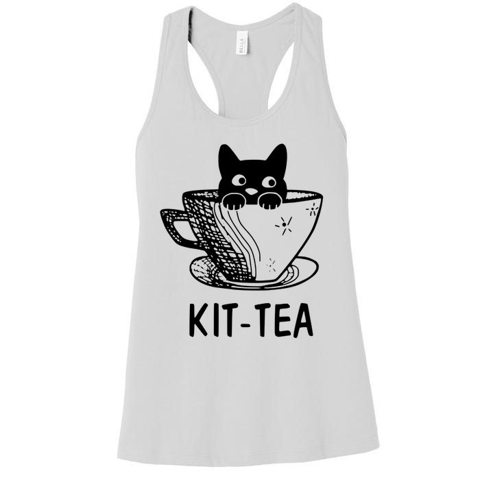 Kit Tea Funny Cat Lover Women's Racerback Tank