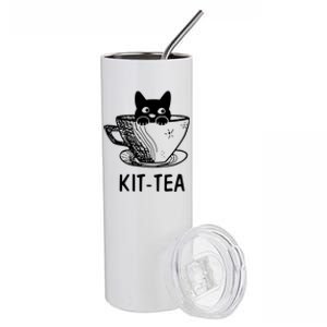 Kit Tea Funny Cat Lover Stainless Steel Tumbler