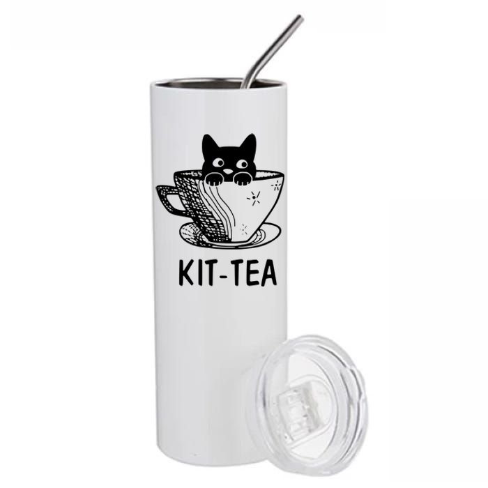 Kit Tea Funny Cat Lover Stainless Steel Tumbler