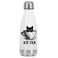 Kit Tea Funny Cat Lover Stainless Steel Insulated Water Bottle