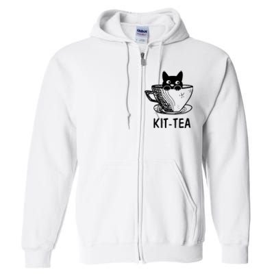 Kit Tea Funny Cat Lover Full Zip Hoodie