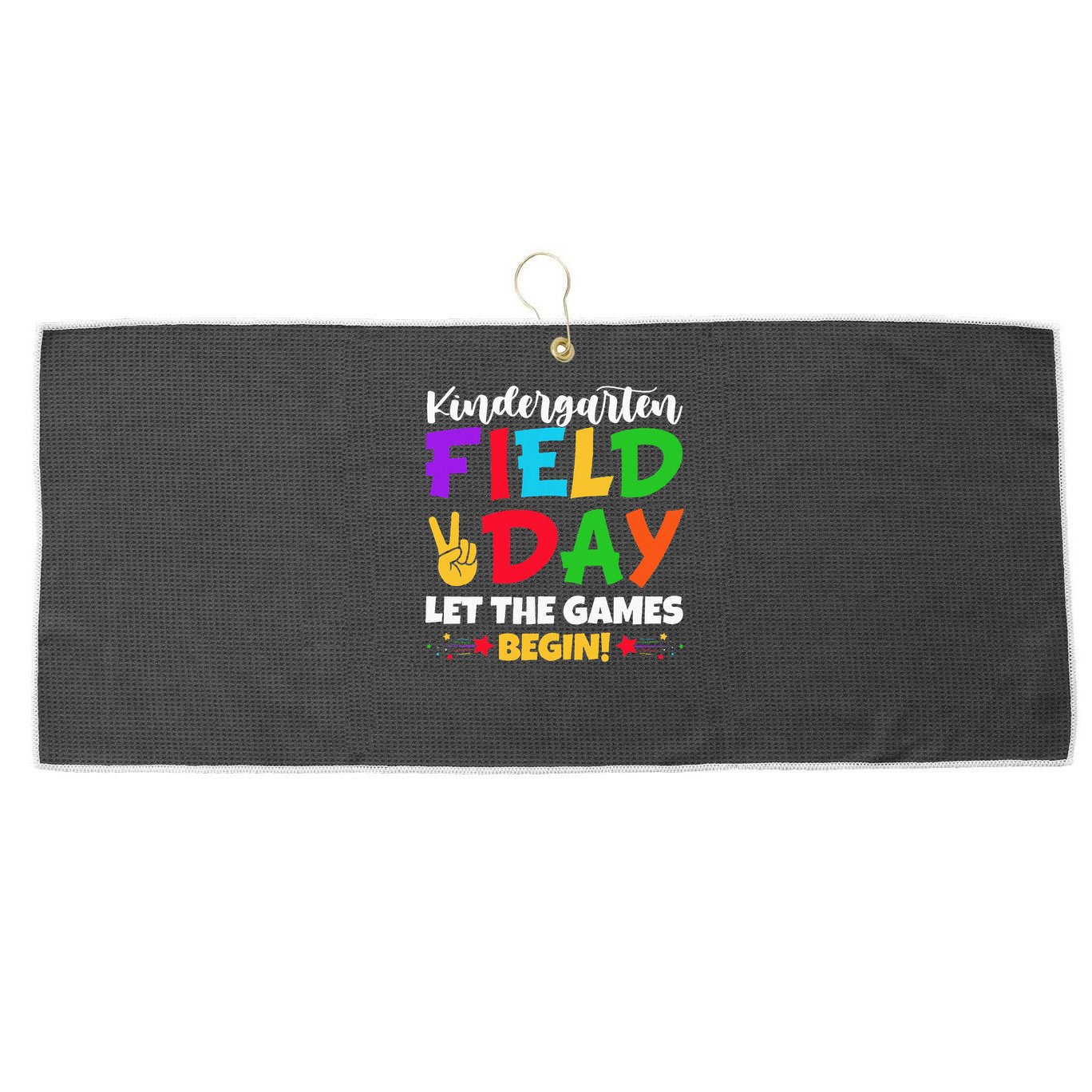 Kindergarten Teacher Field Day 2025 Let The Games Begin Large Microfiber Waffle Golf Towel