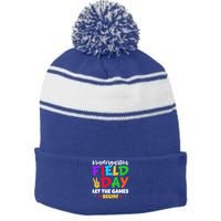 Kindergarten Teacher Field Day 2025 Let The Games Begin Stripe Pom Pom Beanie