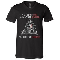 Knight Templar Faith Warrior Of Christ V-Neck T-Shirt