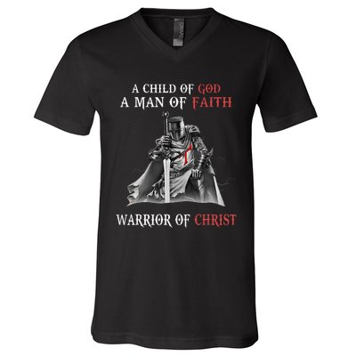 Knight Templar Faith Warrior Of Christ V-Neck T-Shirt