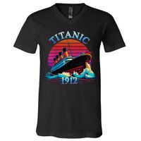 TITANIC 1912 HISTORY COMMEMORATIVE V-Neck T-Shirt