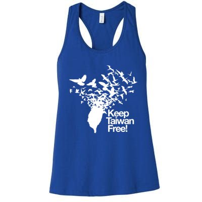 Keep Taiwan Free With Peace Birds Flying Out Gift Women's Racerback Tank