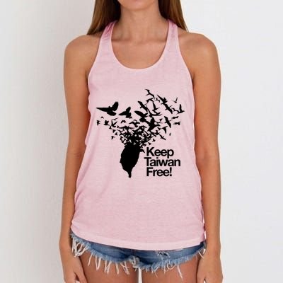 Keep Taiwan Free With Peace Birds Flying Out Gift Women's Knotted Racerback Tank